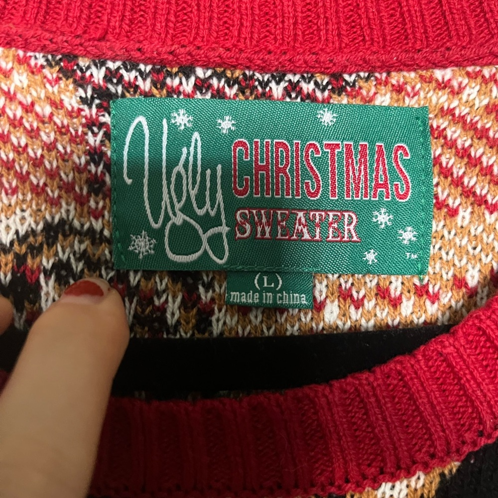 Ugly Christmas Sweater in Red and Brown - Picture 2 of 3